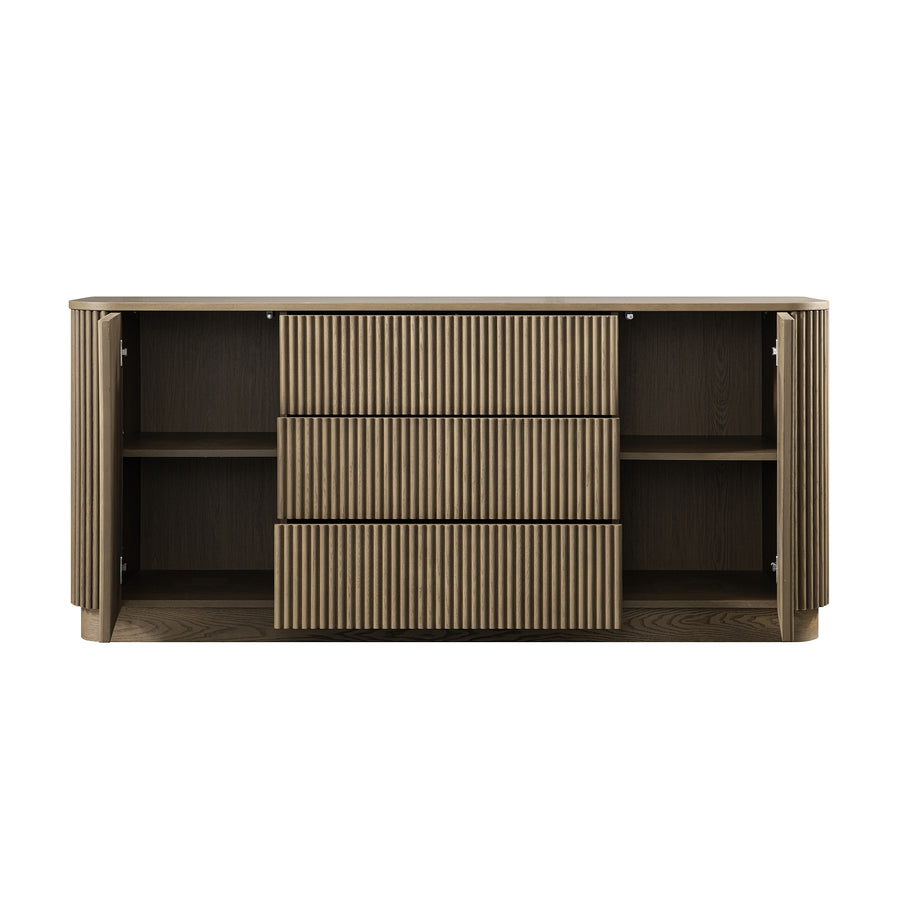 Maru Large 2-Door Sideboard with Drawers, Silver Oak