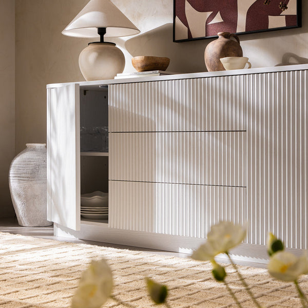 Maru Large 2-Door Sideboard with Drawers, Washed White