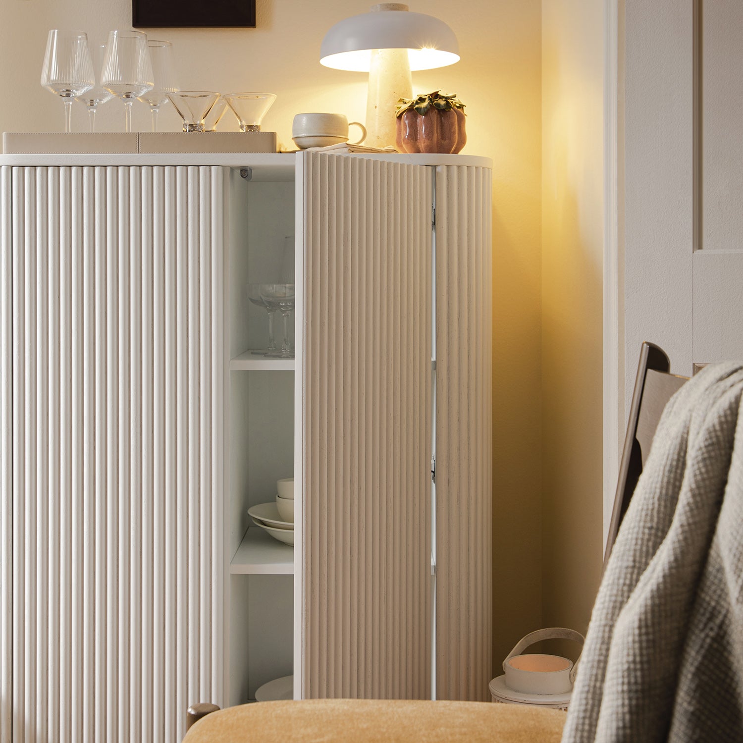 Maru Tall Cabinet, Washed White