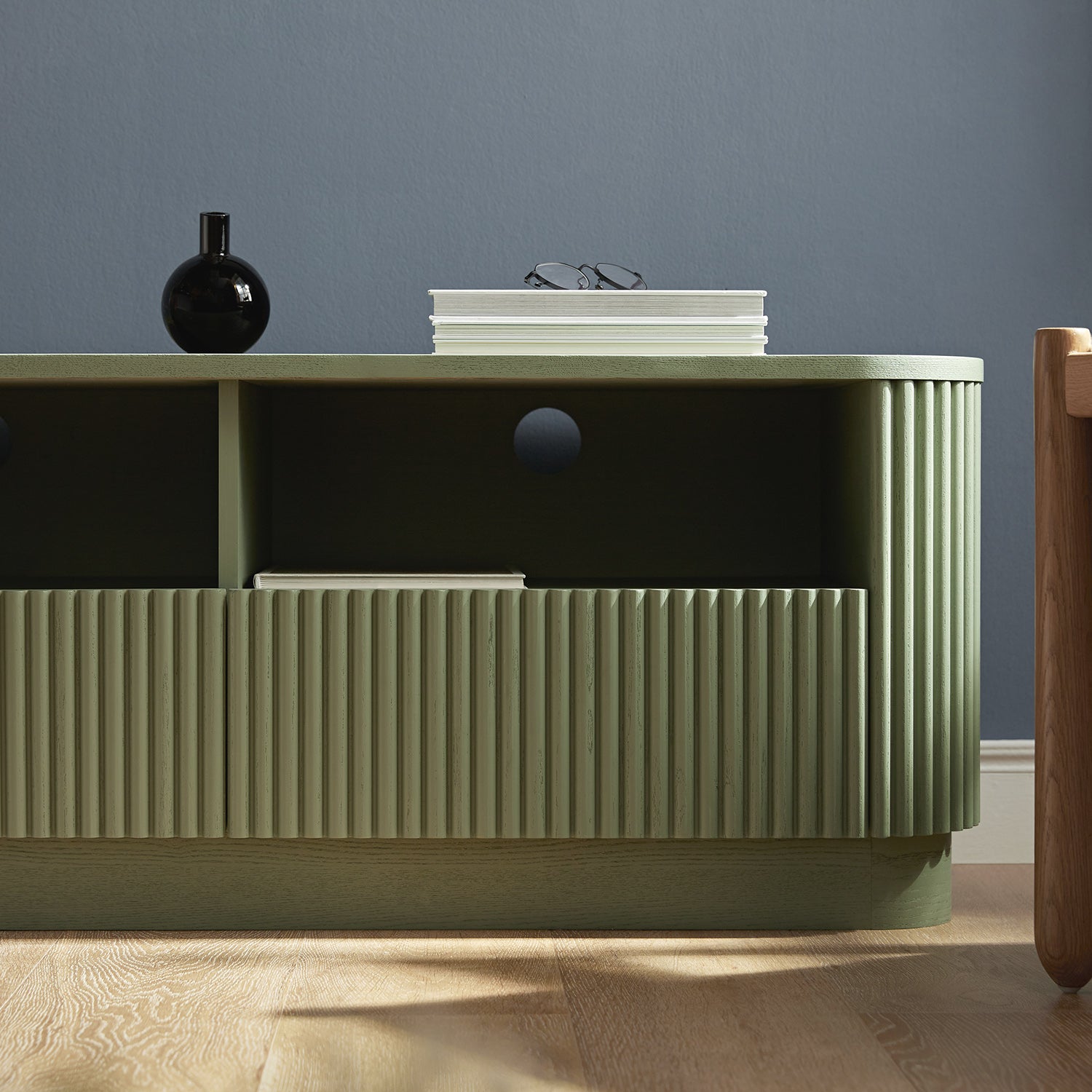 Maru 120cm TV Unit with Drawers, Sage Green