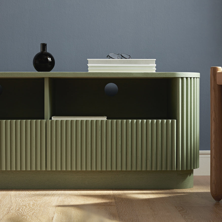 Maru 120cm TV Unit with Drawers, Sage Green