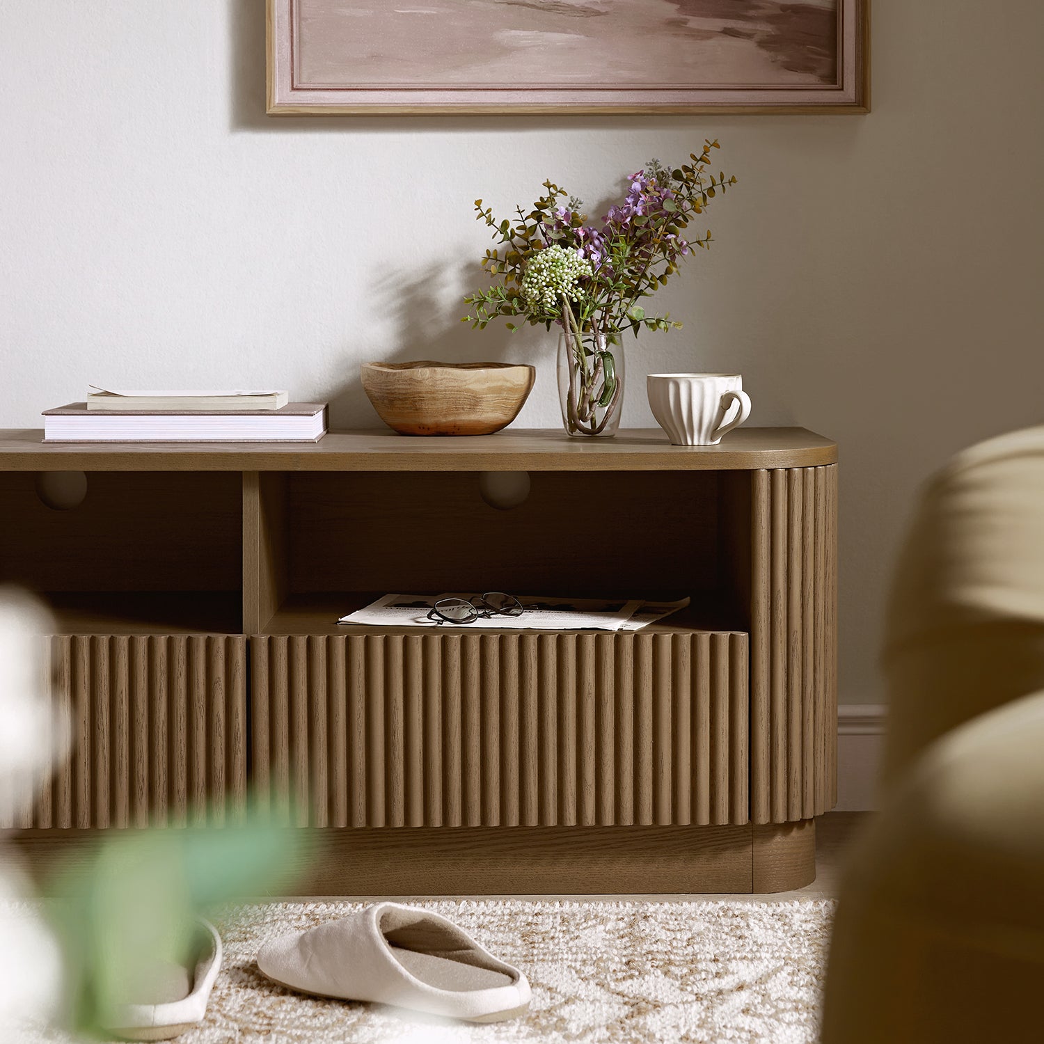 Maru 120cm TV Unit with Drawers, Silver Oak