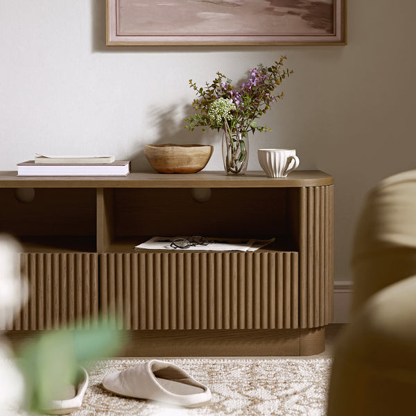 Maru 120cm TV Unit with Drawers, Silver Oak - daals