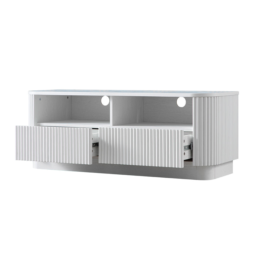 Maru 120cm TV Unit with Drawers, Washed White