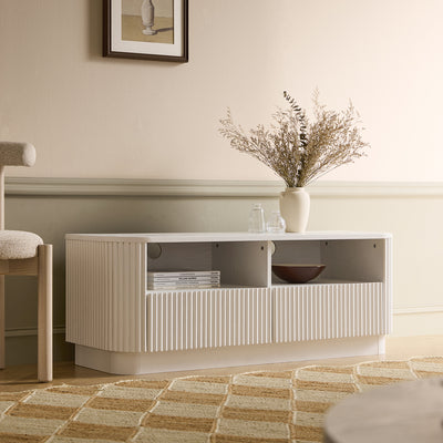 Maru 120cm TV Unit with Drawers, Washed White