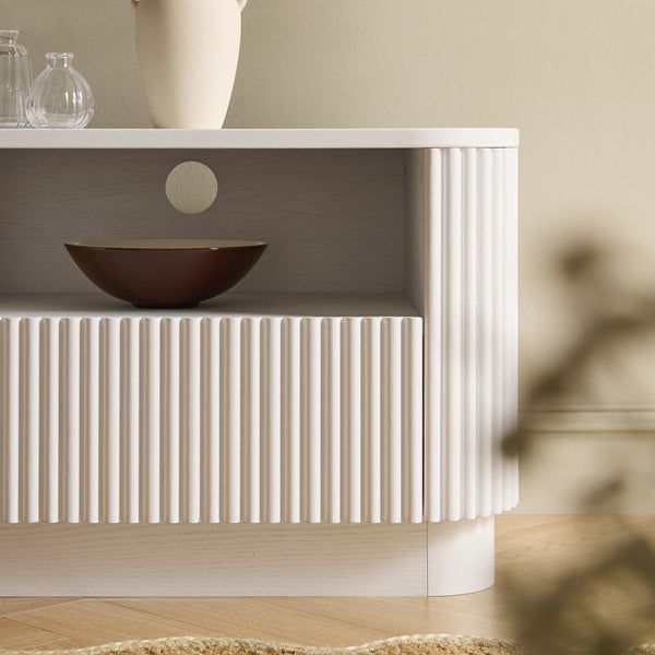 Maru 120cm TV Unit with Drawers, Washed White - daals