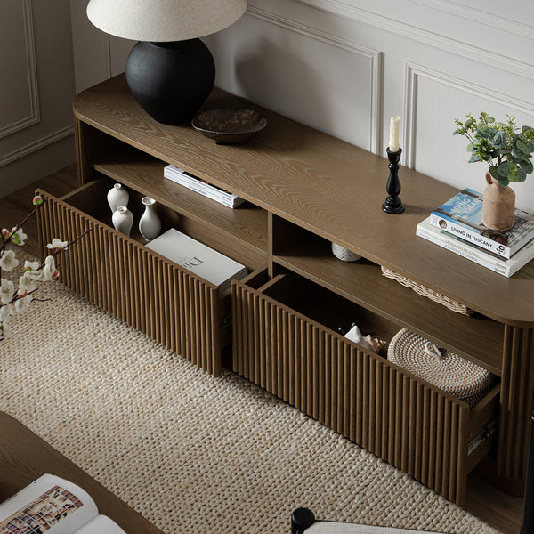 Maru 162cm TV Unit with Drawers, Silver Oak