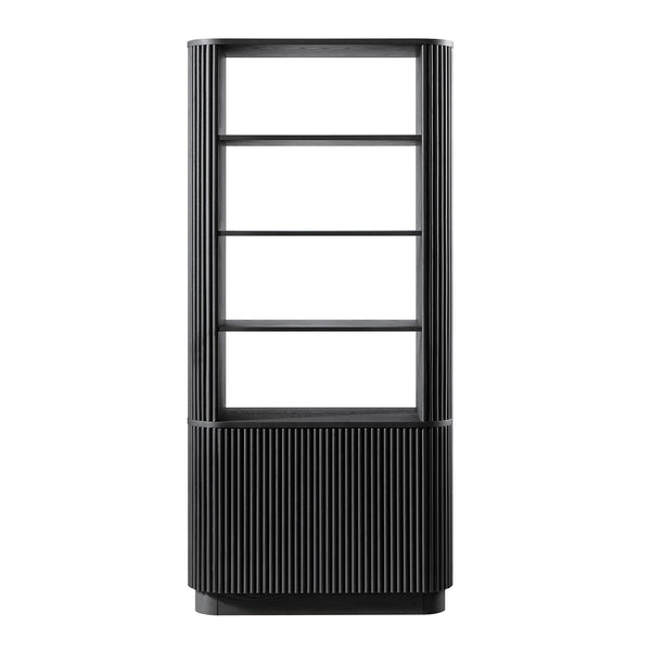 Maru Bookcase with Cabinet, Black