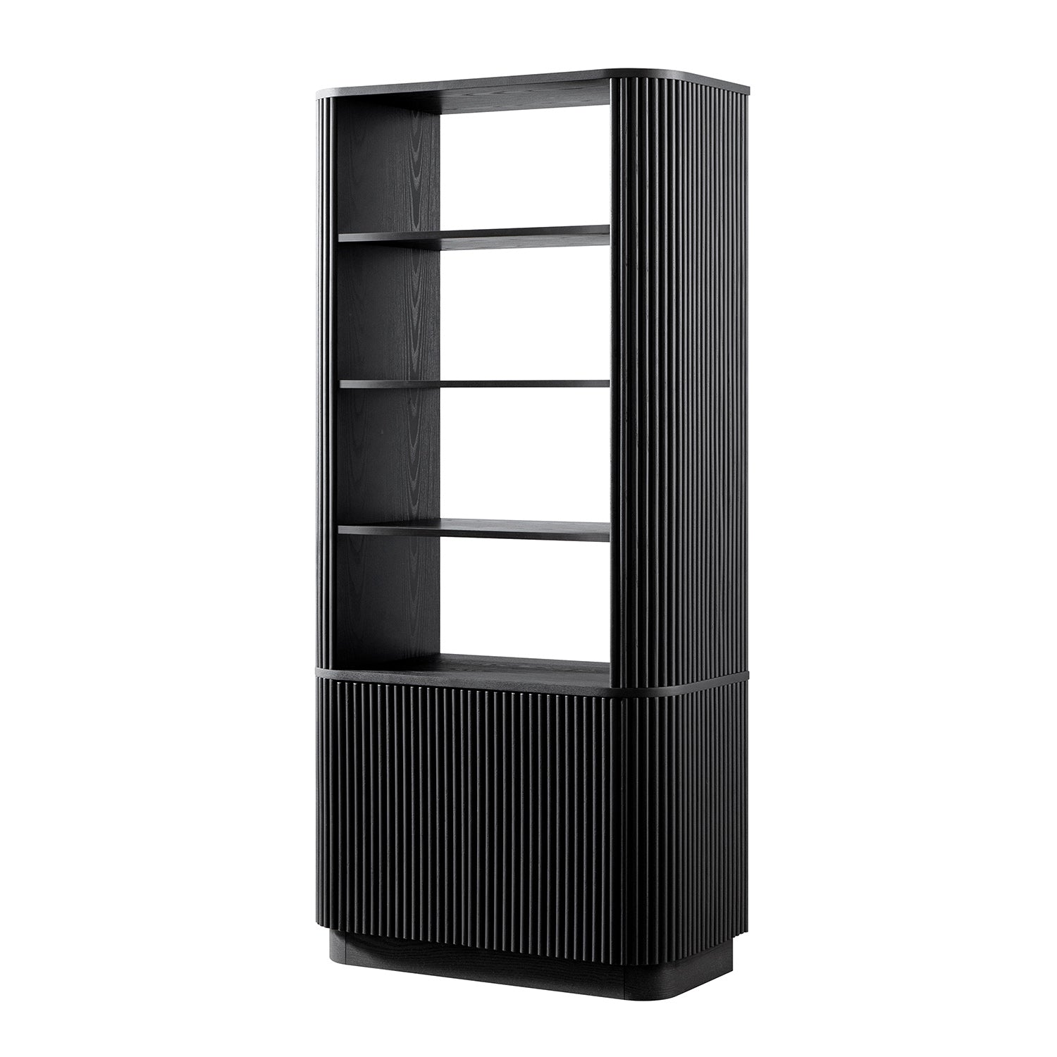 Maru Bookcase with Cabinet, Black