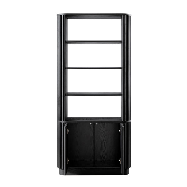 Maru Bookcase with Cabinet, Black