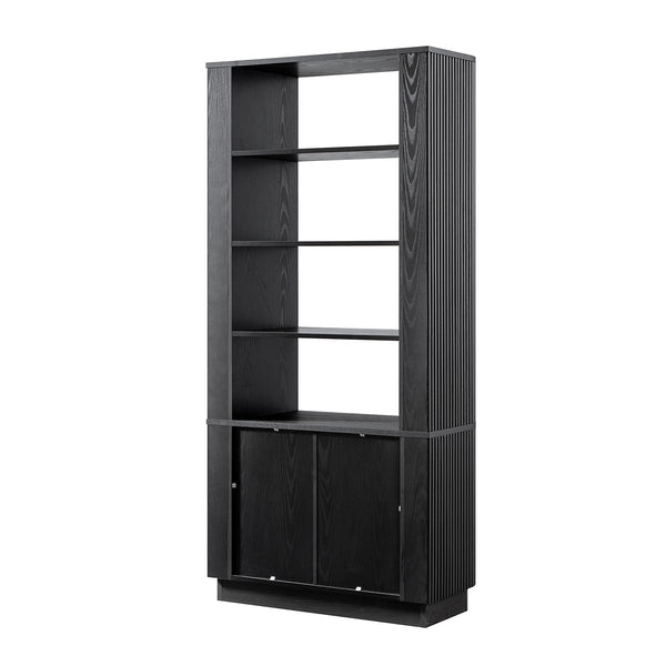 Maru Bookcase with Cabinet, Black