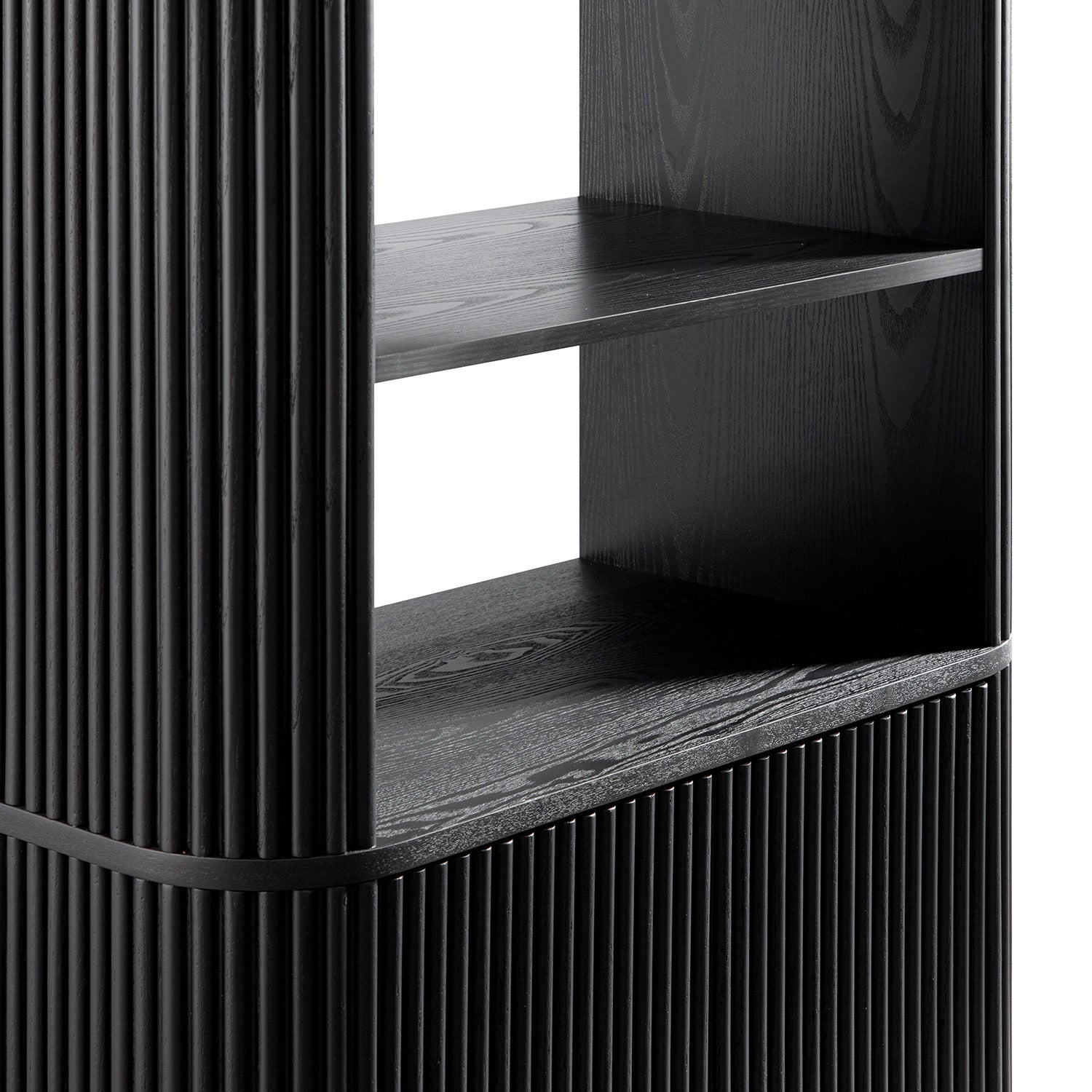 Maru Bookcase with Cabinet, Black