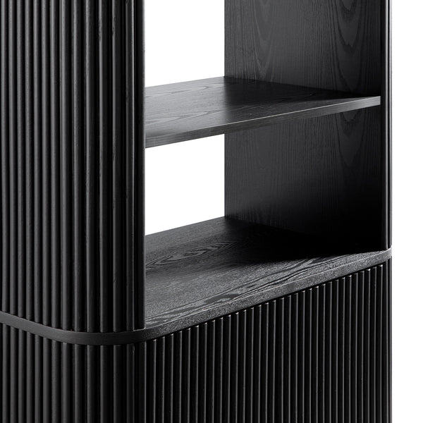 Maru Bookcase with Cabinet, Black