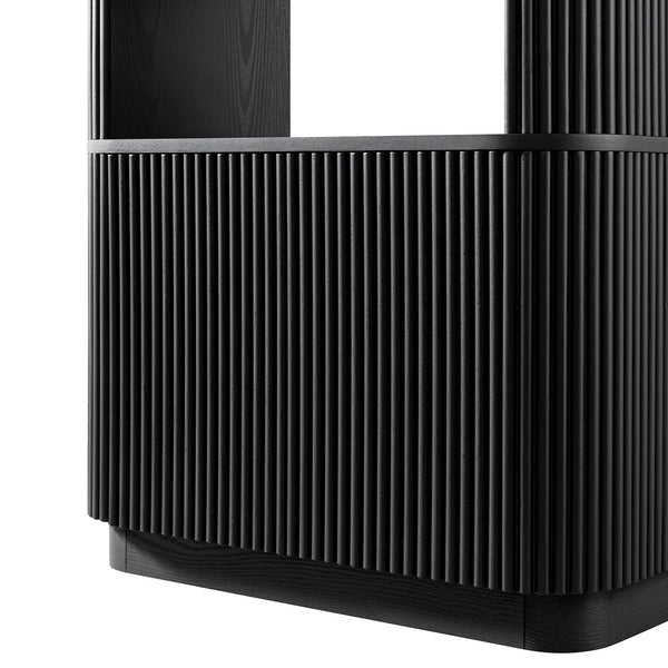 Maru Bookcase with Cabinet, Black