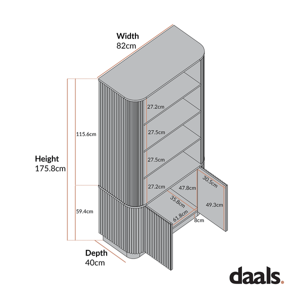 Maru Bookcase with Cabinet, Black