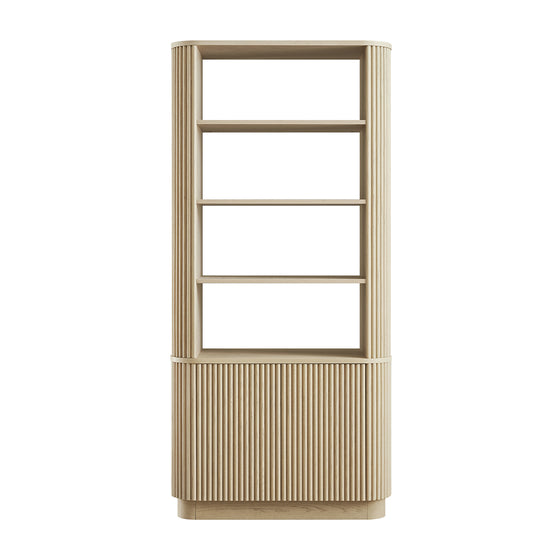 Maru Bookcase with Cabinet, Greige Oak