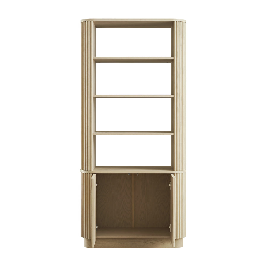 Maru Bookcase with Cabinet, Greige Oak