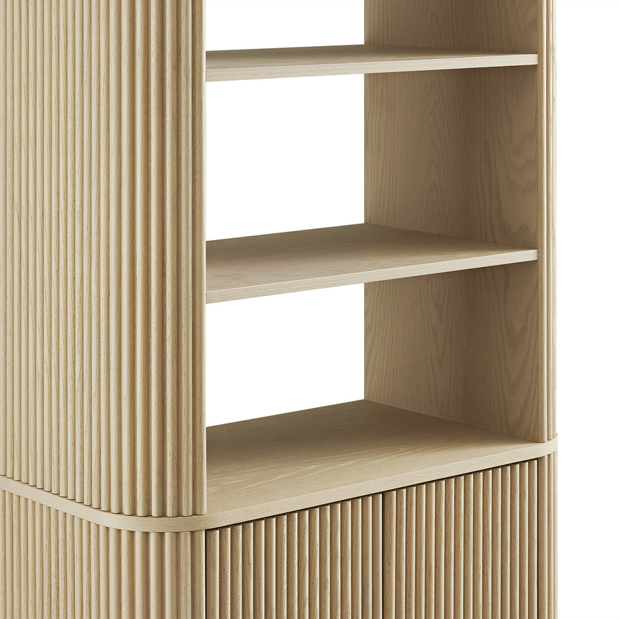 Maru Bookcase with Cabinet, Greige Oak