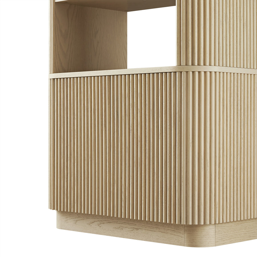 Maru Bookcase with Cabinet, Greige Oak