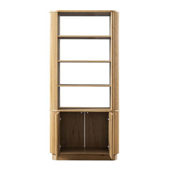 Maru Bookcase with Cabinet, Oak