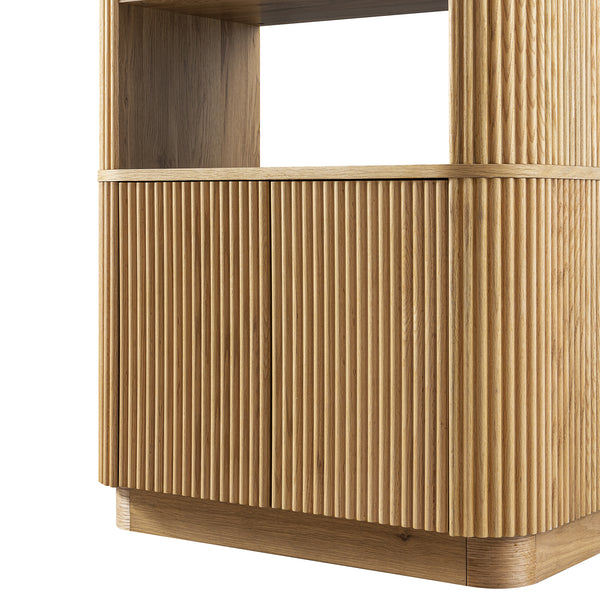 Maru Bookcase with Cabinet, Oak