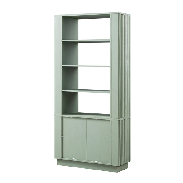 Maru Bookcase with Cabinet, Sage Green