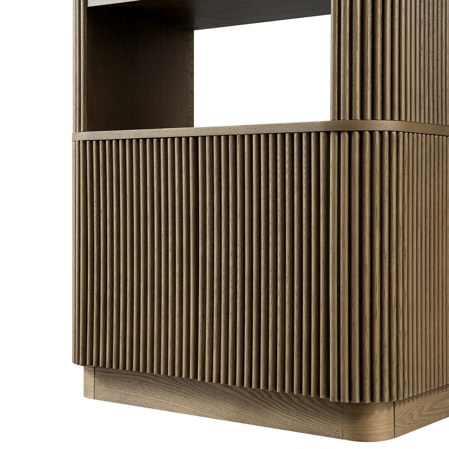 Maru Bookcase with Cabinet, Silver Oak