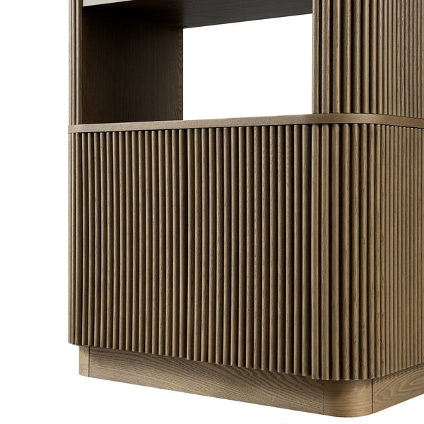 Maru Bookcase with Cabinet, Silver Oak