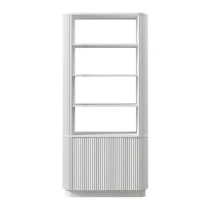 Maru Bookcase with Cabinet, Washed White