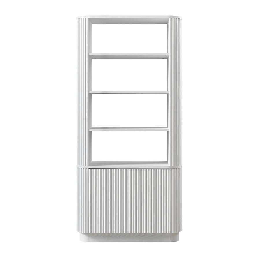 Maru Bookcase with Cabinet, Washed White