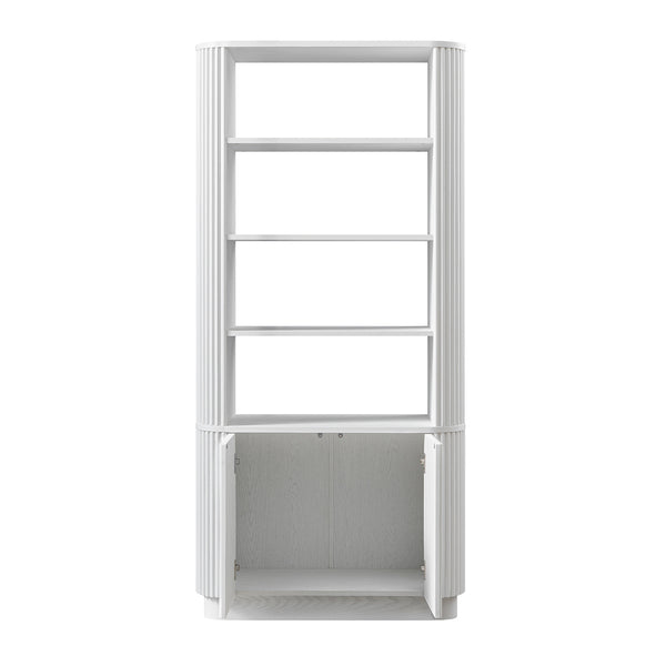 Maru Bookcase with Cabinet, Washed White