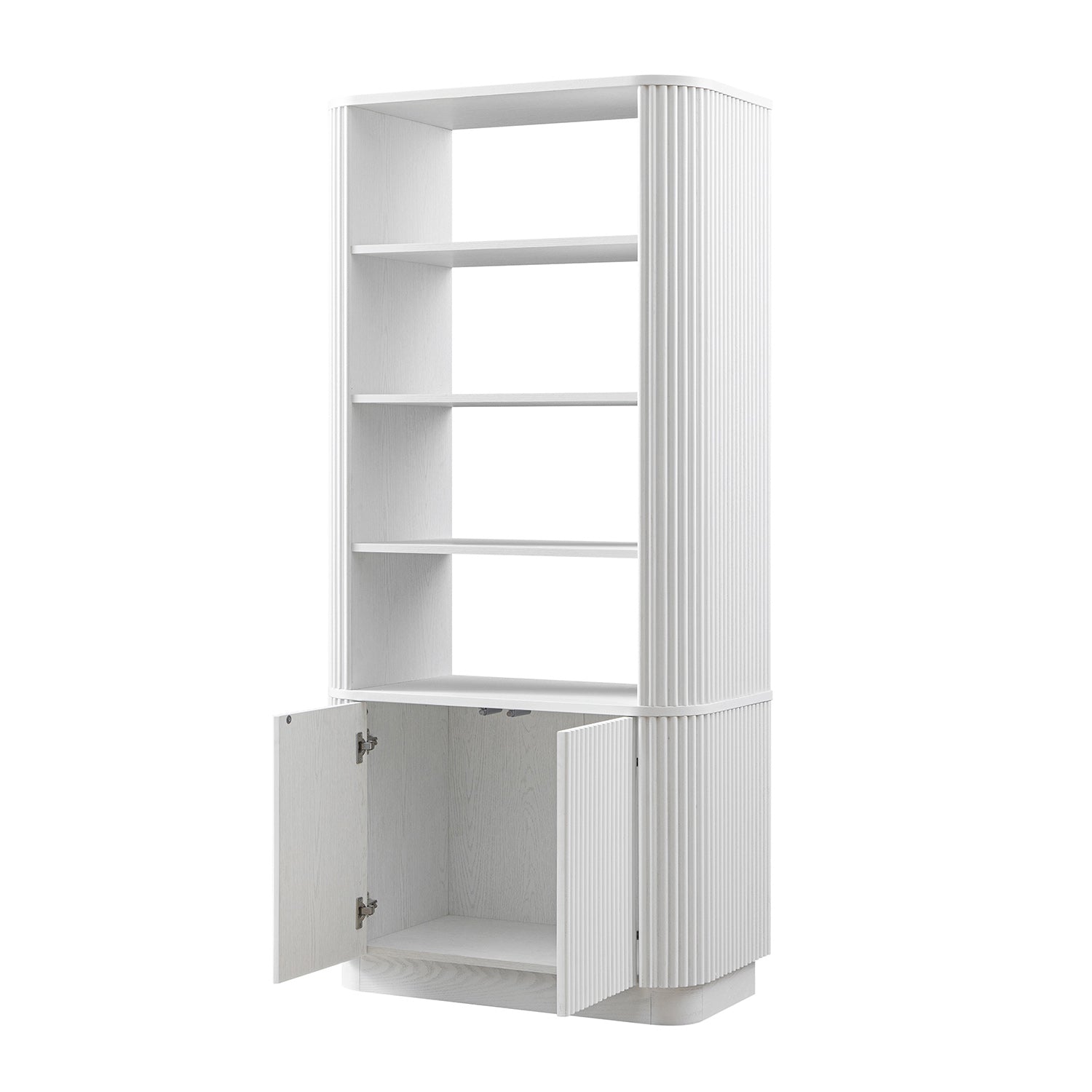 Maru Bookcase with Cabinet, Washed White