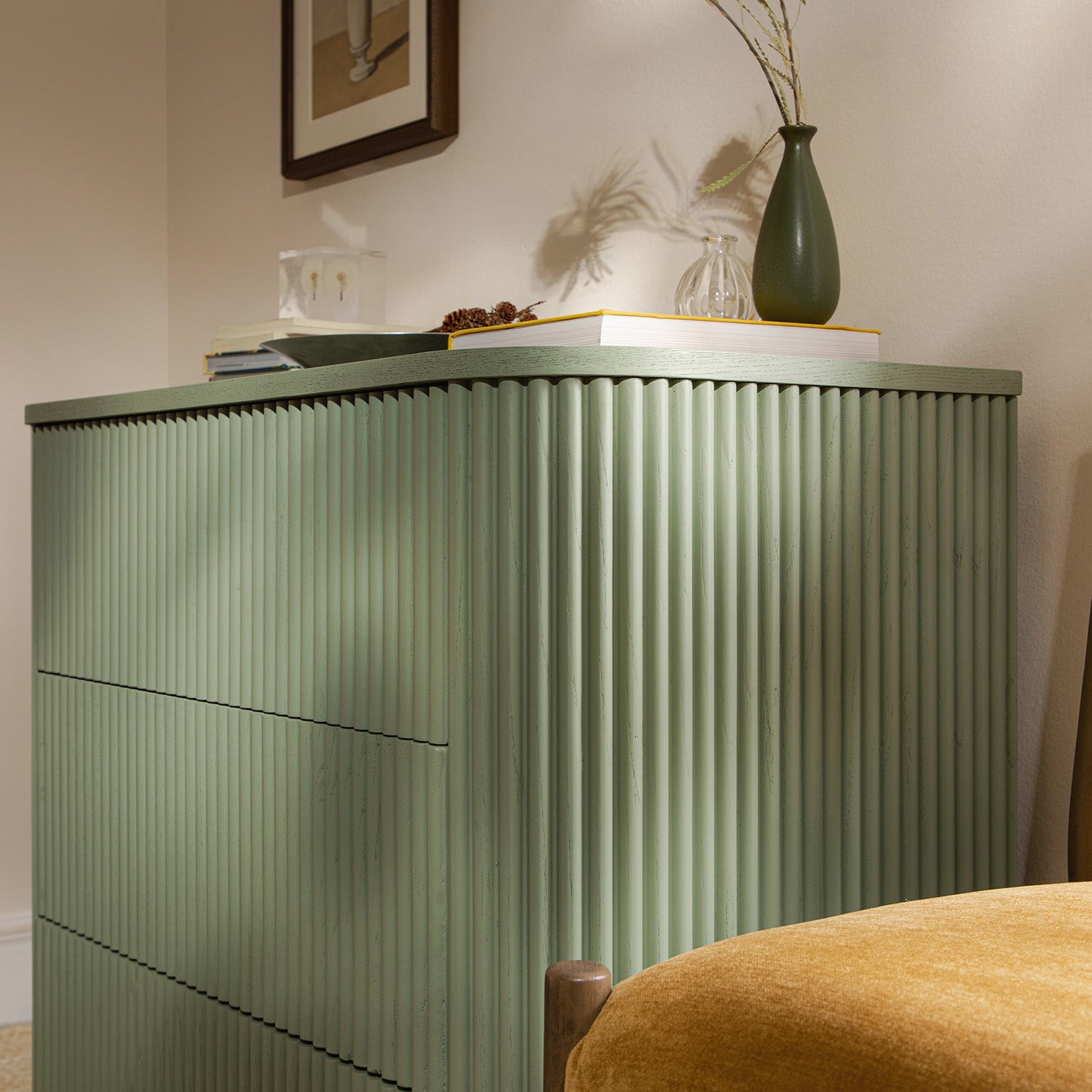 Maru Chest of 3 Drawers, Sage Green