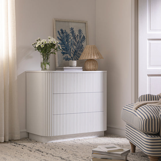 Maru Chest of 3 Drawers, Washed White
