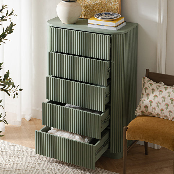 Maru Chest of 5 Drawers, Sage Green