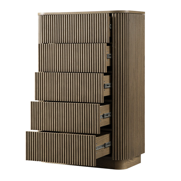 Maru Chest of 5 Drawers, Silver Oak