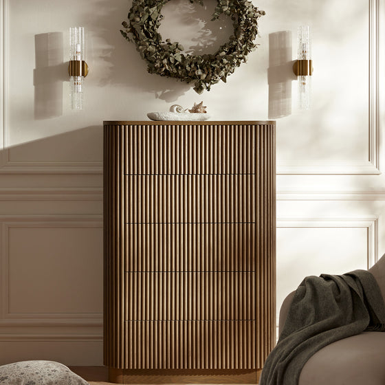Maru Chest of 5 Drawers, Silver Oak