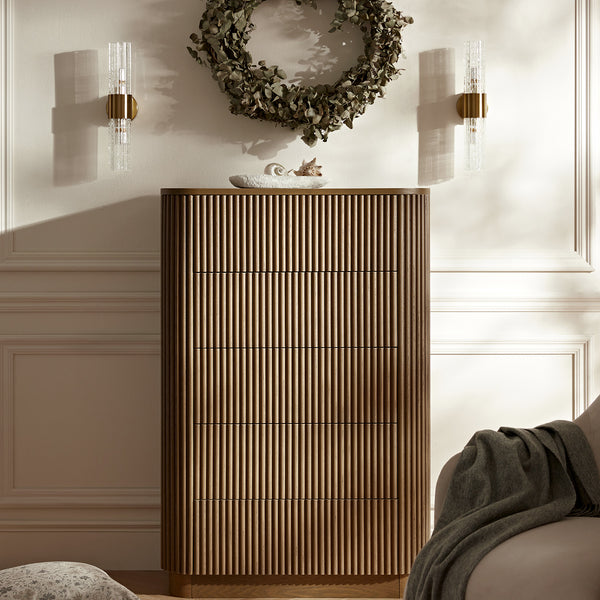 Maru Chest of 5 Drawers, Silver Oak