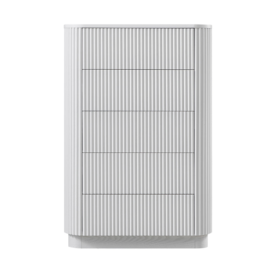 Maru Chest of 5 Drawers, Washed White