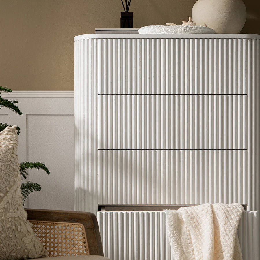 Maru Chest of 5 Drawers, Washed White