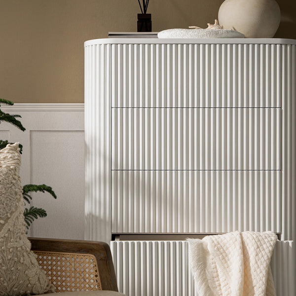 Maru Chest of 5 Drawers, Washed White - daals