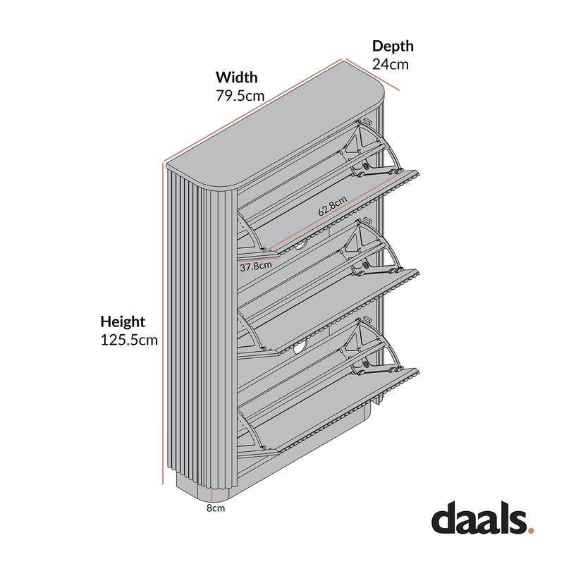 Maru 3-Door Shoe Storage Cabinet, Washed White