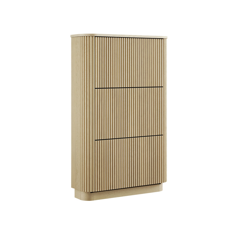 Maru 3-Door Shoe Storage Cabinet, Greige Oak