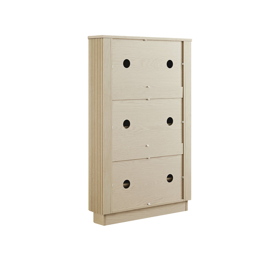 Maru 3-Door Shoe Storage Cabinet, Greige Oak
