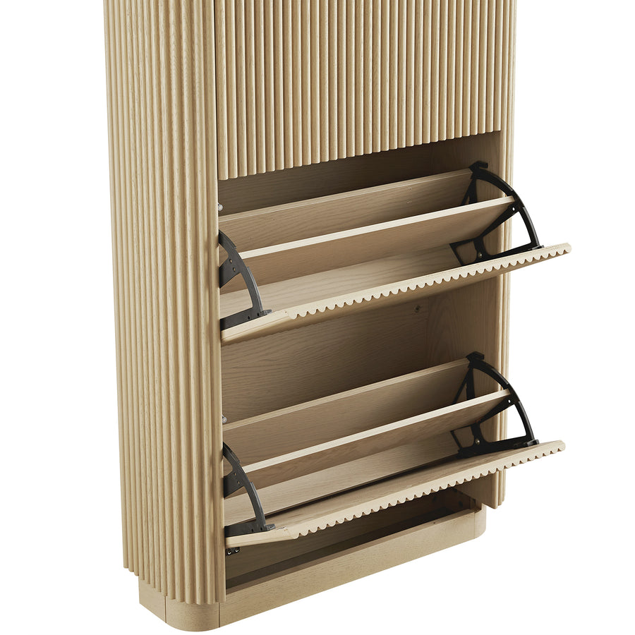 Maru 3-Door Shoe Storage Cabinet, Greige Oak
