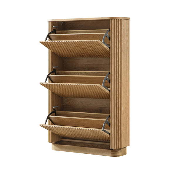 Maru 3-Door Shoe Storage Cabinet, Oak