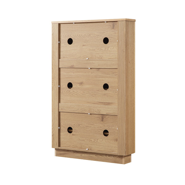 Maru 3-Door Shoe Storage Cabinet, Oak