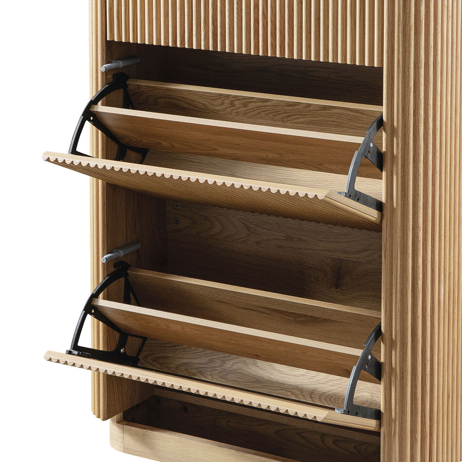 Maru 3-Door Shoe Storage Cabinet, Oak