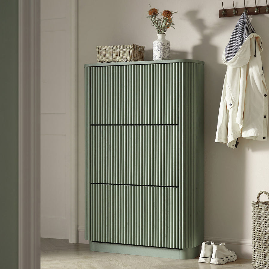 Maru 3-Door Shoe Storage Cabinet, Sage Green