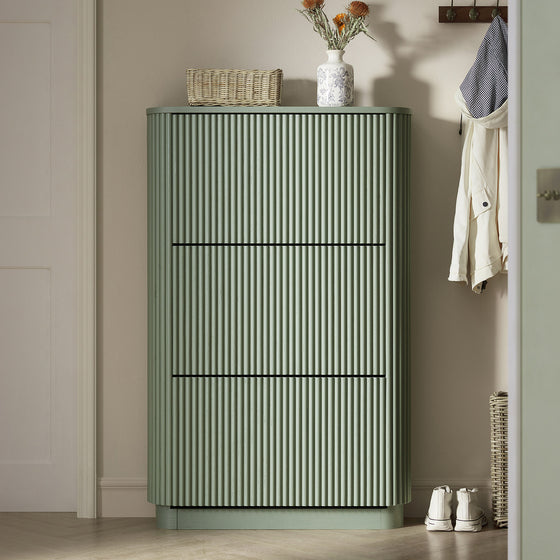 Maru 3-Door Shoe Storage Cabinet, Sage Green